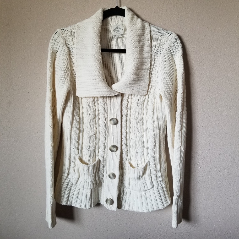 St. John's Bay Cream Cable Knit Cardigan